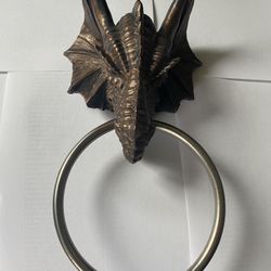 Faux Brass Dragon Towel Holder