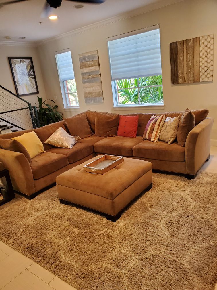 2 Piece Sectional Couch with Ottoman