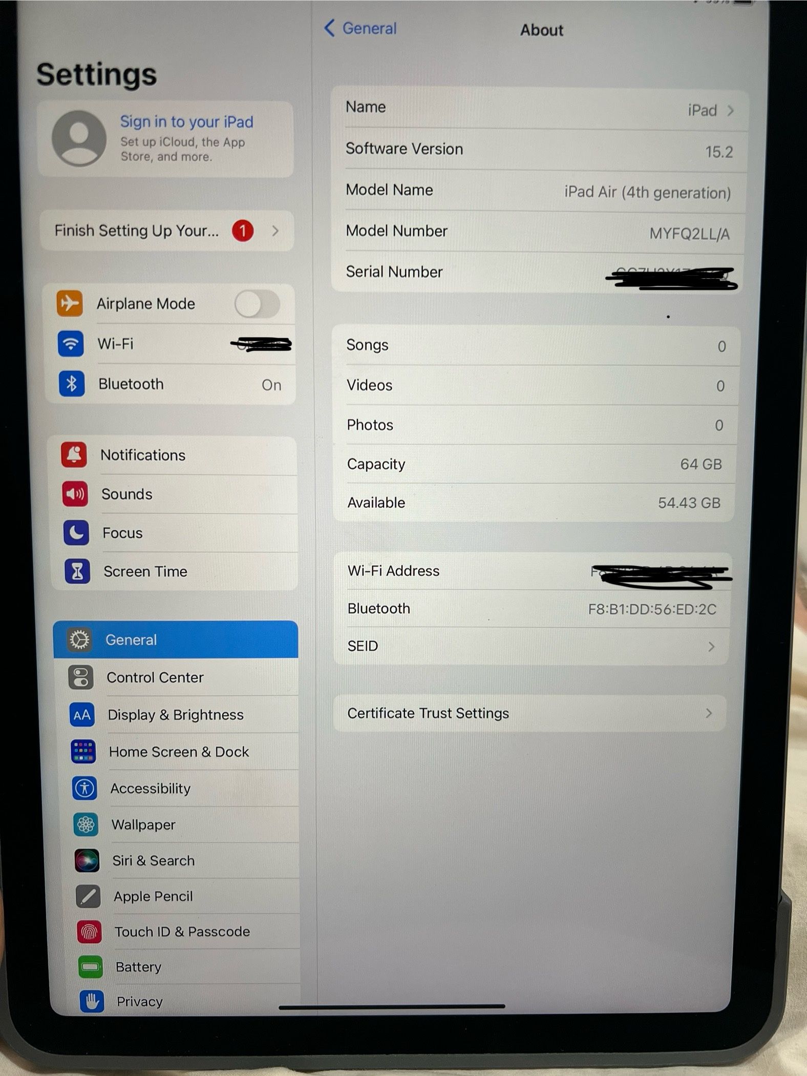 iPad Air 4th generation 64 GB Sky Blue