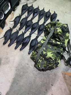 16 crow decoys in duffle bag.