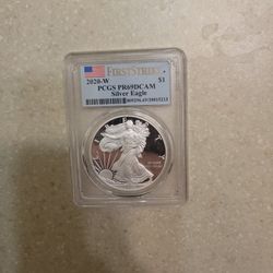 2020 W Proof American Silver Eagle.  Graded 