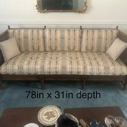 Solid Wood Frame Sofa / Vintage Living Room Couch