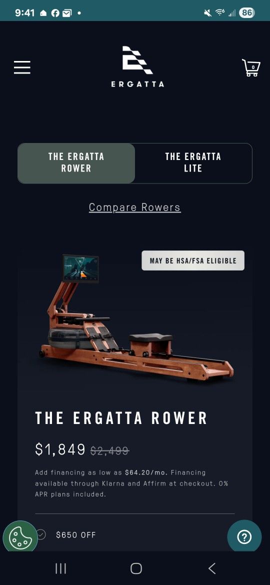 Ergatta Rower, Excellent Condition