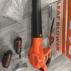 Leaf Blower Cordless with 2 Battery and Charger, 130MPH 180CFM High Speed Leaf Blower with 2 Tubes, 20V Electric Leaf Cleaner, Lightweight Handheld Bl