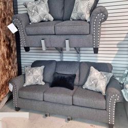 🌟New ♠️$10 Down Payment Finance ▪️▪️Agleno Gray Living Room Set ▪️ Sofa & Loveseat 