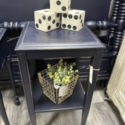 Midnight Blue Antique 2 Tier Side  Table / Nightstands 