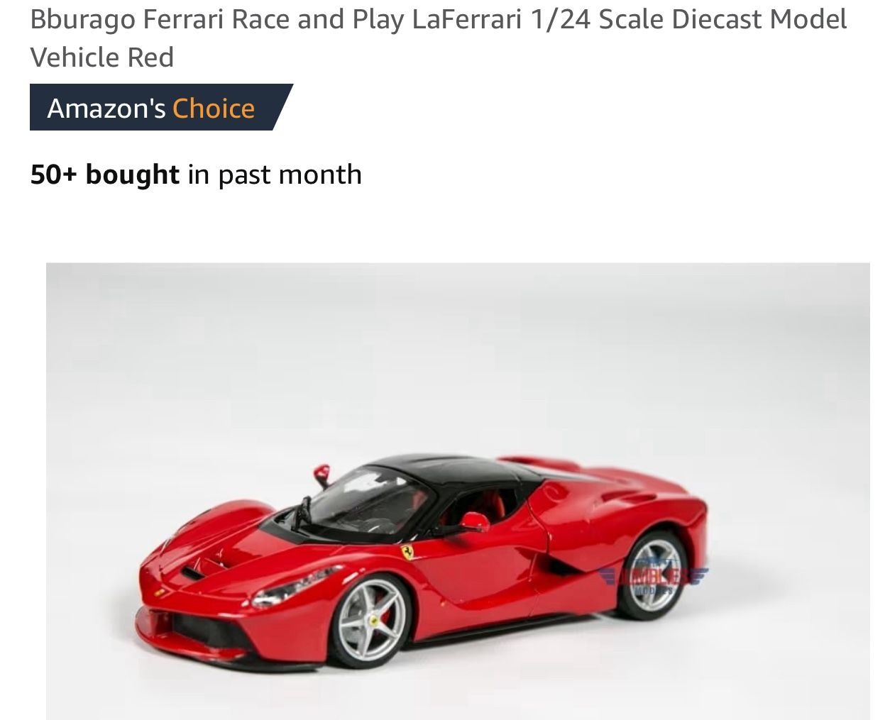 Ferrari 1:24 die cast race and play car, new: