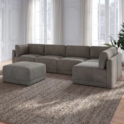Thomasville Fallon Modular Sectional 6-piece Gray with Ottoman $1299.99