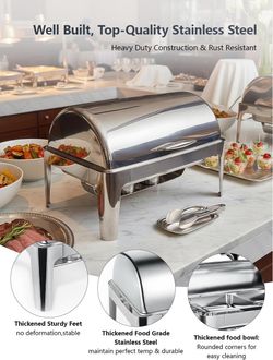 Roll Top Chafing Dishes for Buffet: Stainless steel  13 Qt