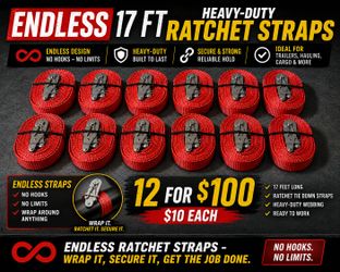 🔥 12 for 100$ Brand New Heavy-Duty Ratchet Tie Down Straps🔥