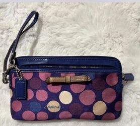 Coach Polka Dot Canvas Wristlet Clutch