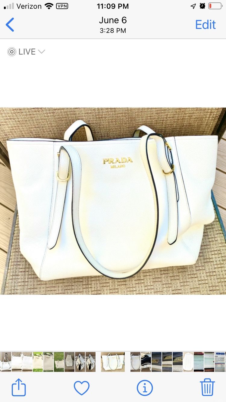 Prada Purse White, Excel $ 300.00 -No Papers