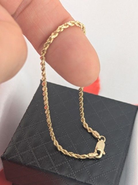 10K Solid Gold Mirror Cut Rope Link Bracelet in excellent condition!👌