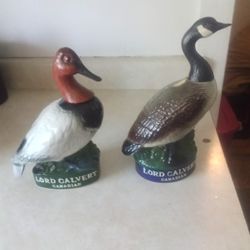 Duck And Geese Empty Whiskey Bottles One Says 1979 The Other One Says 1977 In Good Condition Asking $40