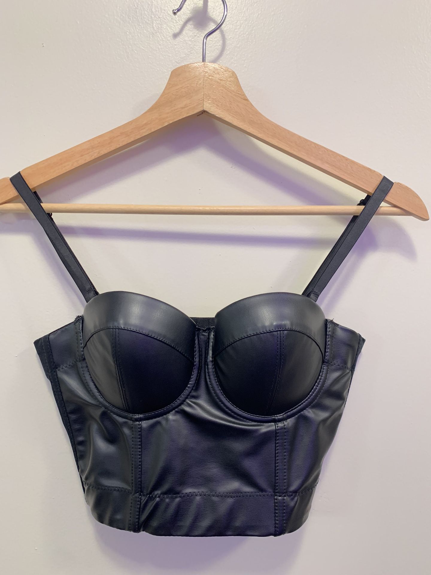 Sexy Faux Leather Black Corset