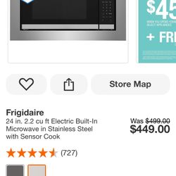 Frigidaire 24 in. 2.2 cu ft Electric Built-In Microwave in Stainless Steel with Sensor Cook