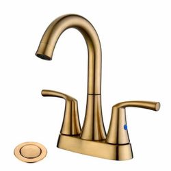 Rainovo 8 in. Widespread 2-Handle Bathroom Faucet with 2 Replaceable Aerators and Drain Assembly Included in Brushed Gold