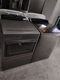 Grey set top load washer & electric dryer with warranty Delivery fee depends on address 🛣️🏠🚛