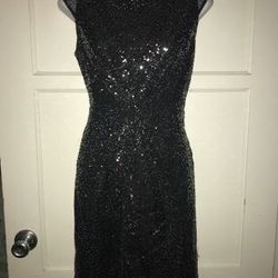 Vince Camuto sequins black dress women size 4 Like New A001