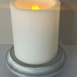 Hand Painted Wooden Candle Holder LED Candle 