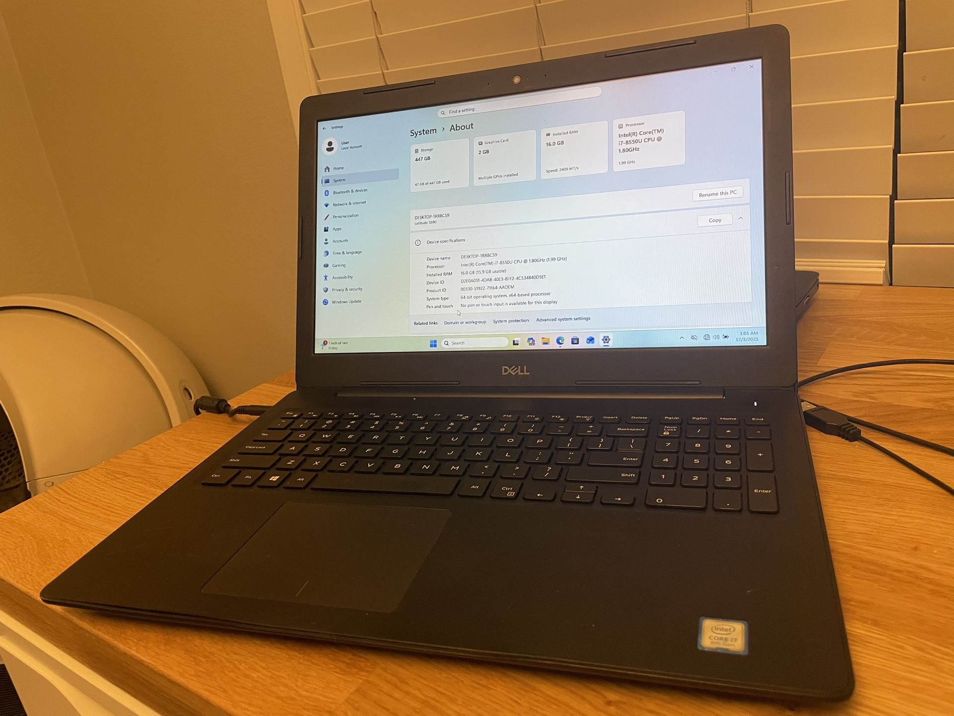 Dell Latitude 3590 β i7 / 16GB RAM / 480GB SSD β Excellent Condition β Windows 11 Pro