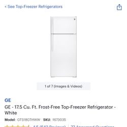 Brand new freight damaged GE - 17.5 Cu. Ft. Frost-Free Top-Freezer Refrigerator - White Retails at $639.99 can Deliver