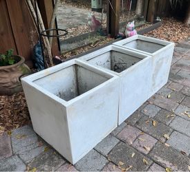 White 16" Cube Fiberglass Planters Set of 3