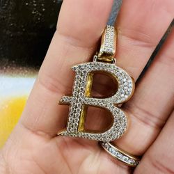 14k Diamond Letter B Charm