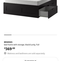 IKEA BRIMNES Full Bed W/ Casaluna Jersey Bed Set & Mattress