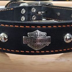 Harley Davidson Leather  Spiked Dog Collar 20"