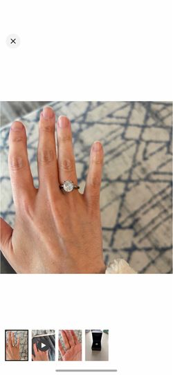 2.7 CARAT CUSHION CZ ring with platinum silver band (SIZE 4)