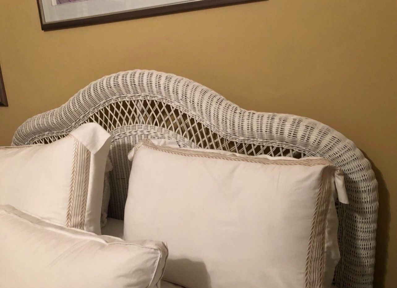 Vintage White Wicker Headboard