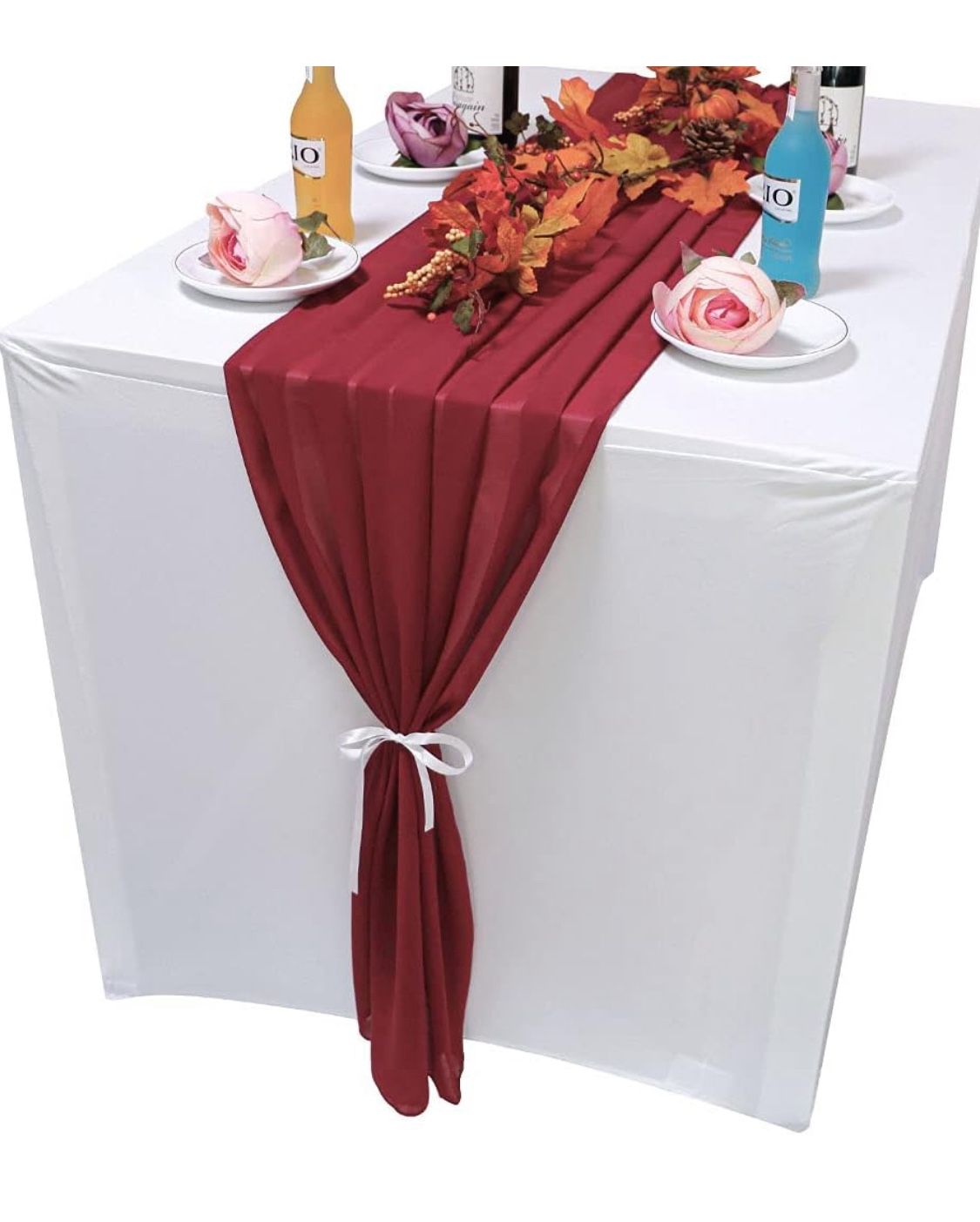 3 Pack Chiffon Table Runner, Wedding Table Runner 120 Inches Long 10ft Sheer Wedding Shower Decor 29x120 Inches Table Runners For Wedding Engagement P