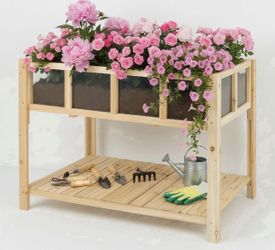 Transparent Raised Garden Bed with Storage Shelf-GF50
