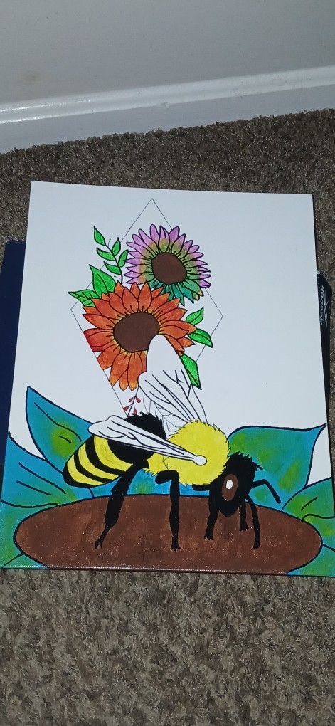 Bee And Flower Art 