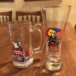Vintage 1987 Spuds Mackenzie Budweiser   Mug & Glass Lot*