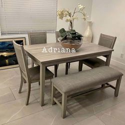 Beautiful! Light Grey 6-pc Dining Table Set  Brand New