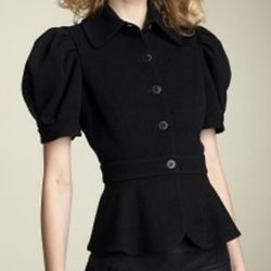 Diane von Furstenberg short sleeve peplum jacket waisted wool blend black size 8
