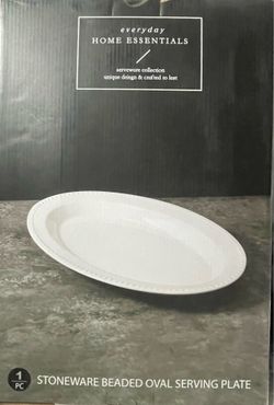 New Stoneware Beaded Oval serving plate