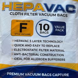 Hepavac F Style Cloth Vacuum Bags
