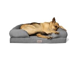 Memory Foam Dog Bed, Ultimate Dog Lounge, Waterproof, Washable Cover, Skin Contact Safe (Large)