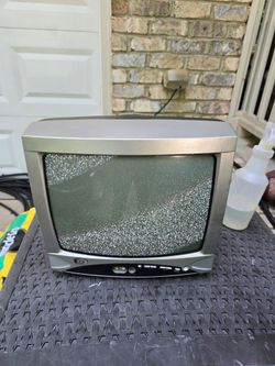 Small CRT Television Silver Retro TV