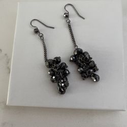 Black Beaded Drop Earrings