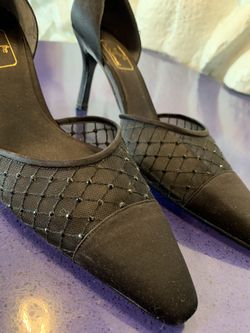 Touch Of Nina Black Mesh Heels Size 11