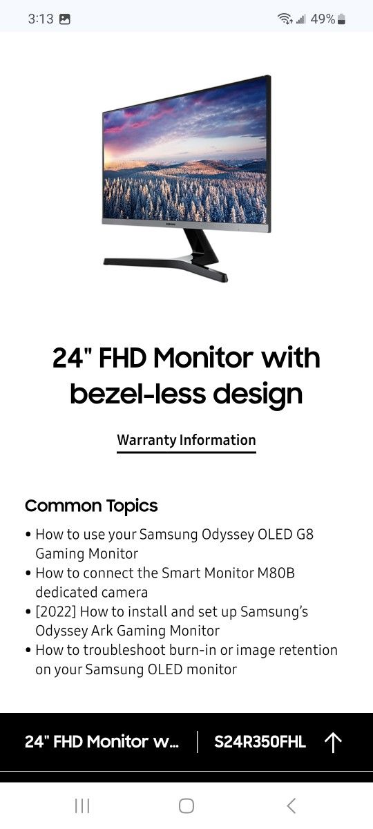 SAMSUNG SR35 Series 27 inch FHD 1920x1080 Flat Desktop Monitor for Working or Learning, HDMI, D-Sub, Wall mountable