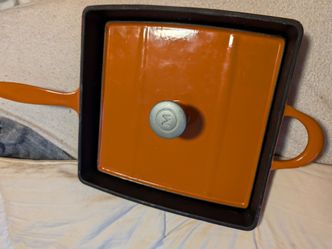 Mario Batali By Dansk Orange Enameled Cast Iron Grill Pan With Panini Press Lid