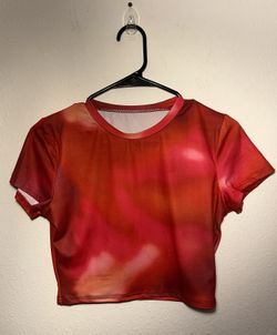 Aerie Red tie-dyed crop top