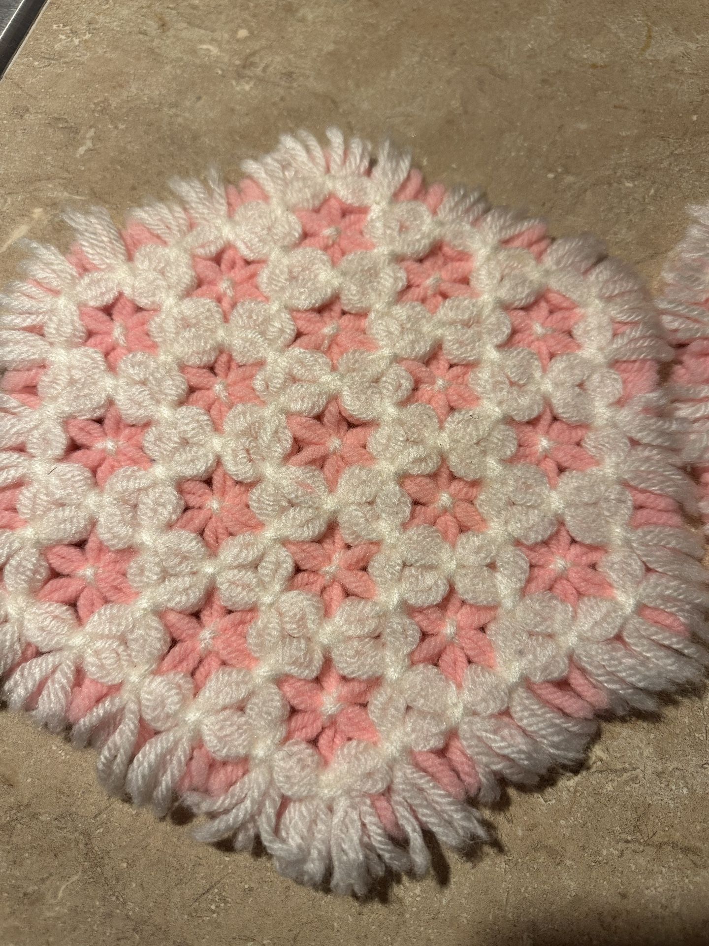 9 inch Vintage crocheted hot pads/ pot holders