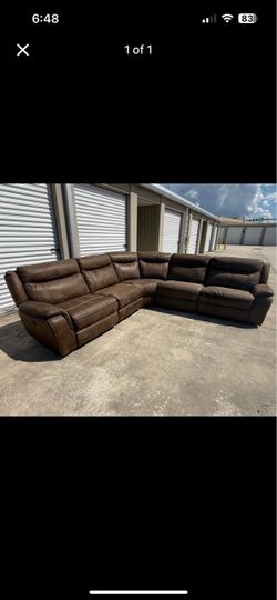 Brown sectional power recliner