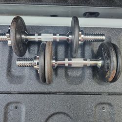 TWO Dumbbells with SIX 2.5 pound weight plates